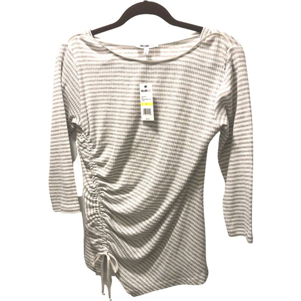 William Rast, size M, White & Gray stripe, gather front, NWT